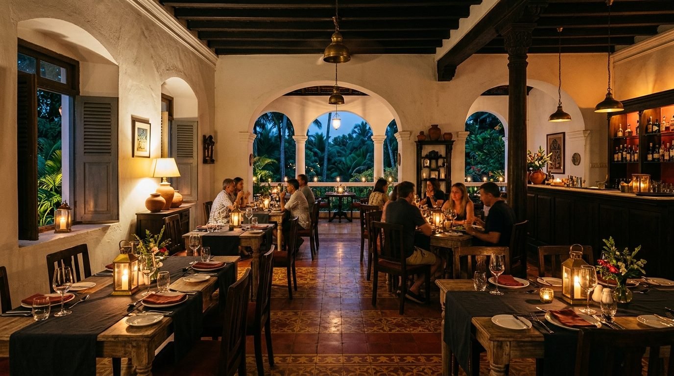 Restaurant interior representing the Poee and Co. project in Panjim, Goa