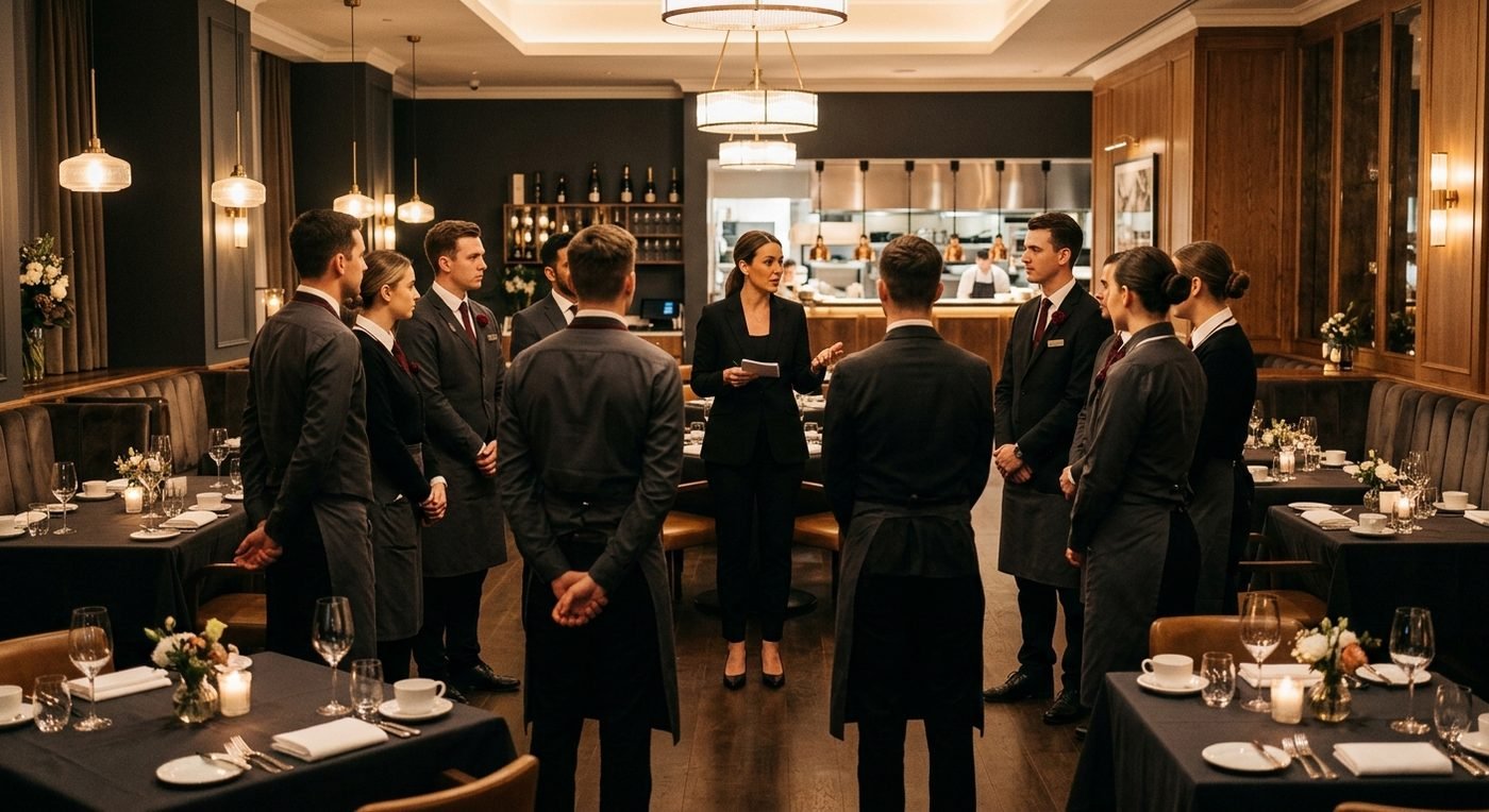 Hospitality team in a professional training and planning session