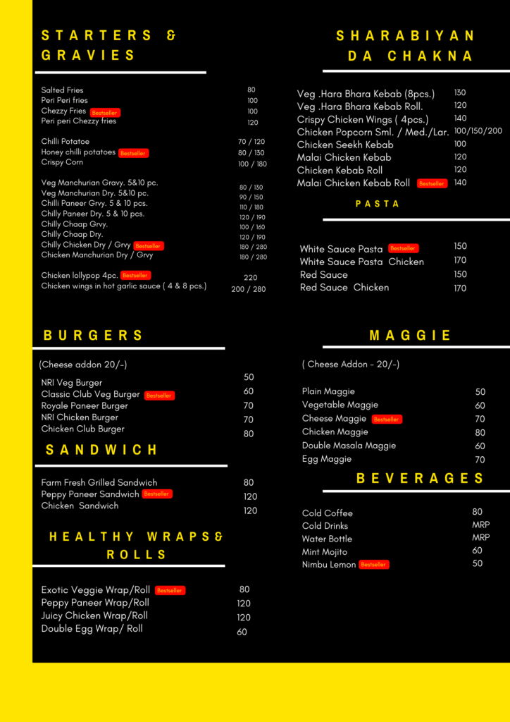 Rasoi NRI Kitchen Menu